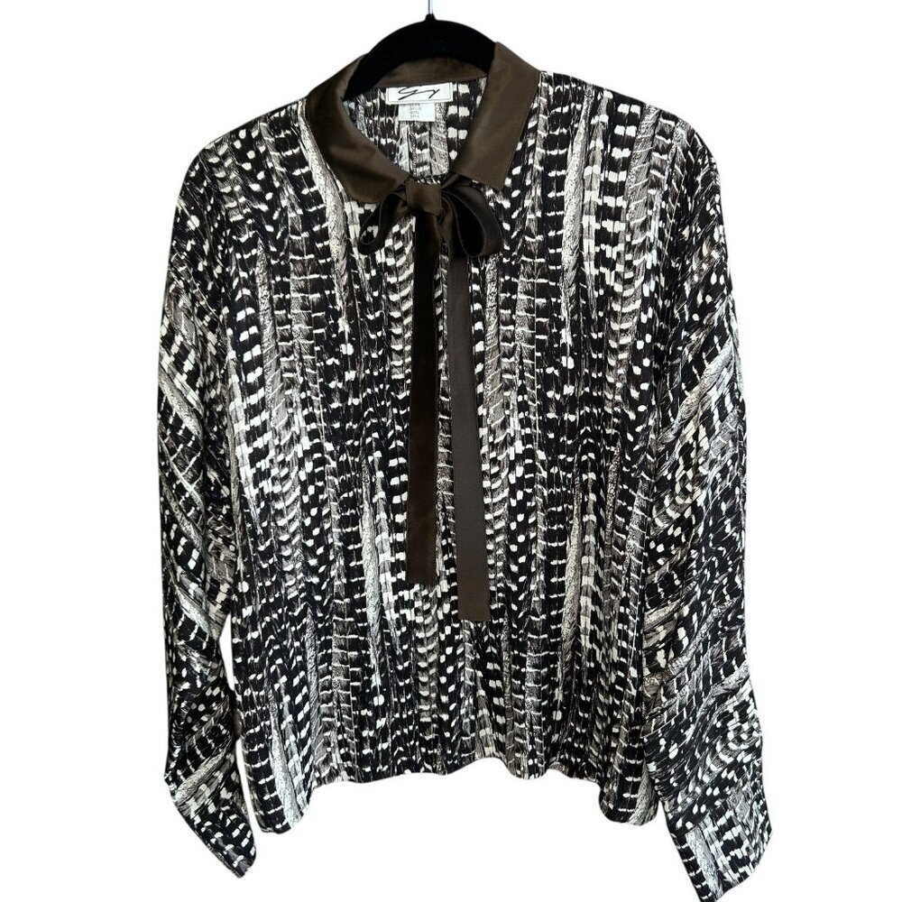 Genny Vintage 80s Italian Designer 100% Silk Blouse